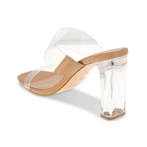 BCBG Women's Georgie Clear Block Heel Sandal